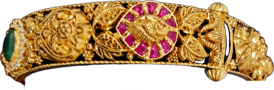 MSJ kundan peacock bangle with rubies
